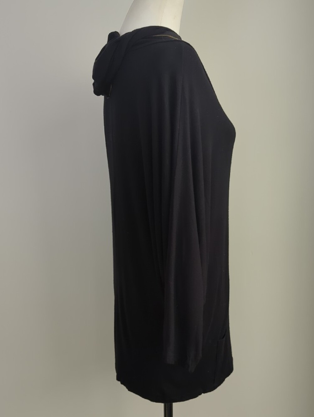 Love Culture Lightweight Black Oversized Hooded Batwing Half-Zip Tunic LARGE - Picture 11 of 15